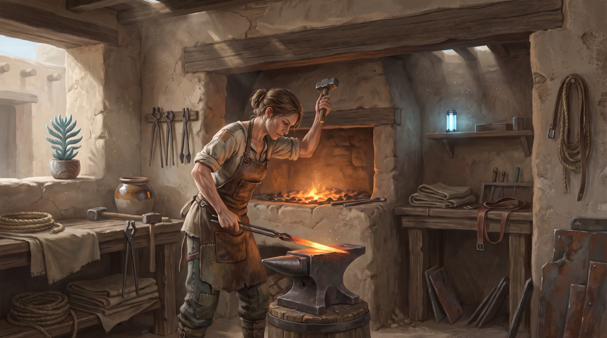 A smith at a workbench