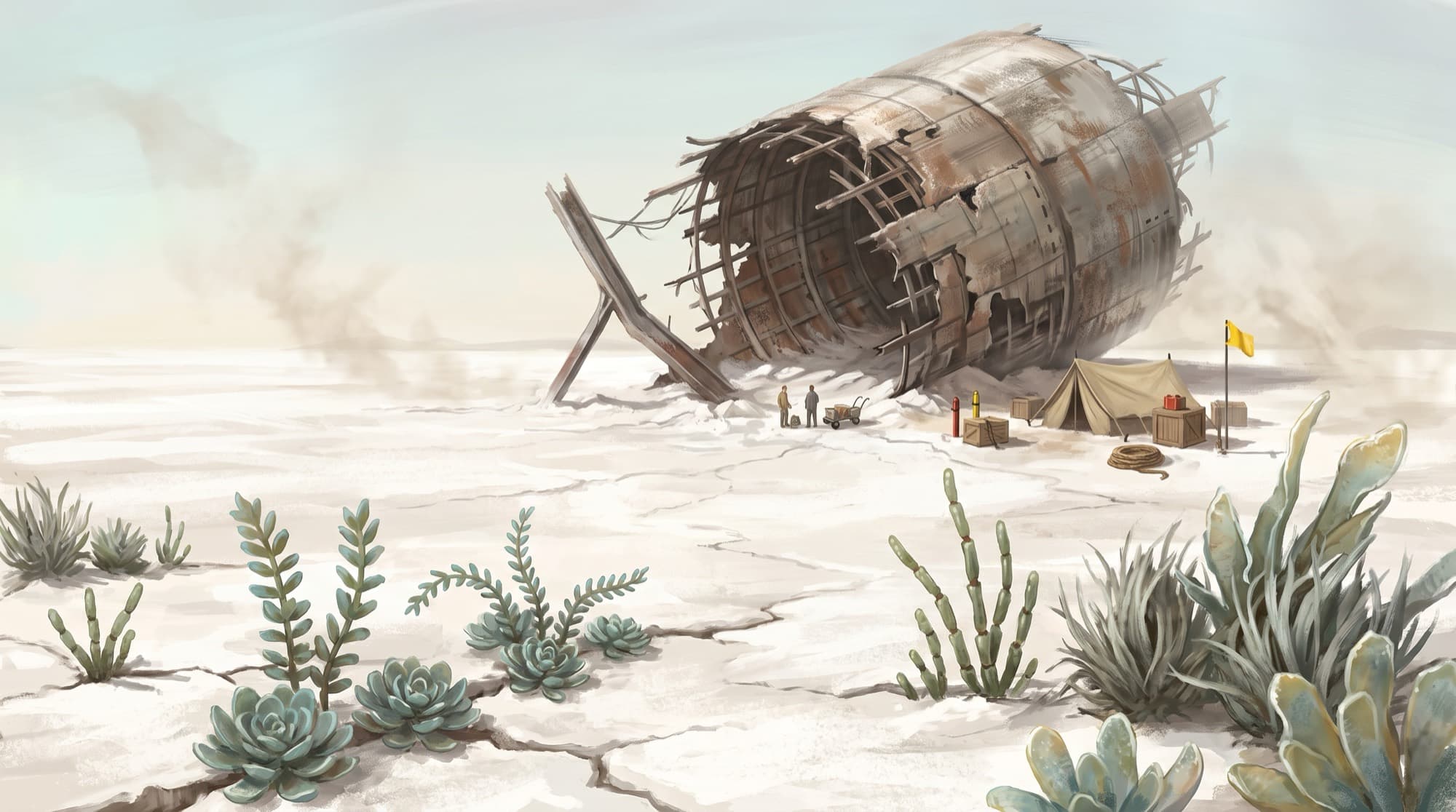 The Pans — bleached salt flats under a high sky